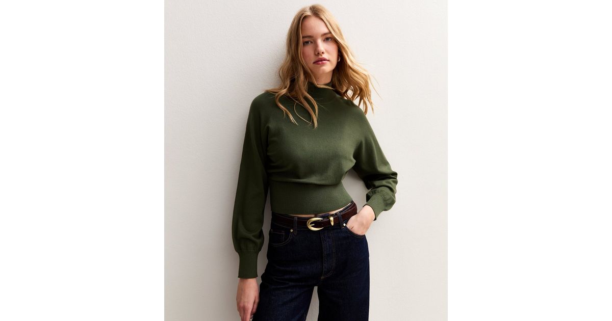 Khaki High Neck Knit Jumper New Look