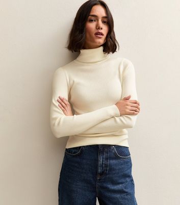 Off White Rib Roll Neck Jumper | New Look