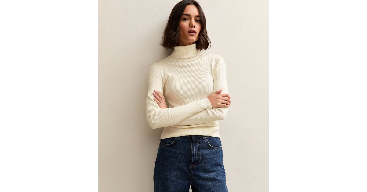 Off White Rib Roll Neck Jumper | New Look