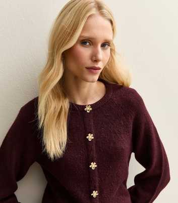 Dark Burgundy Flower Appliqué Jumper