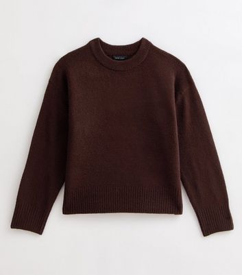 Dark Brown Crew Neck Jumper New Look