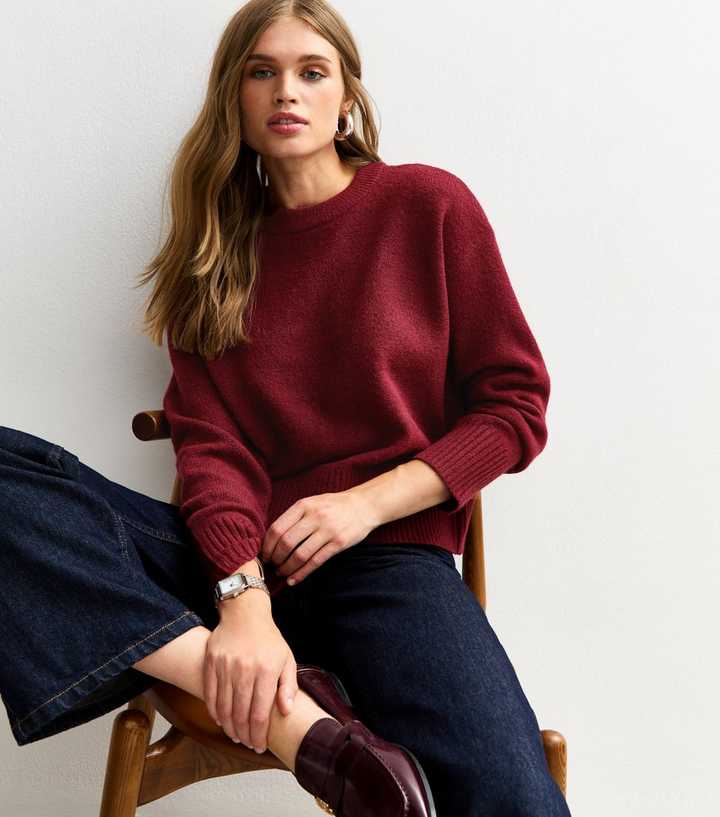 Burgundy Crew Neck Jumper
