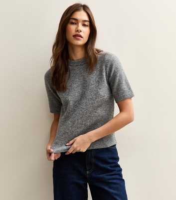 Grey Short Sleeve Midweight Knit T-Shirt