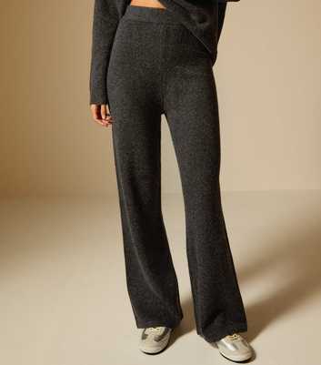 Dark Grey Knit Wide Leg Trousers