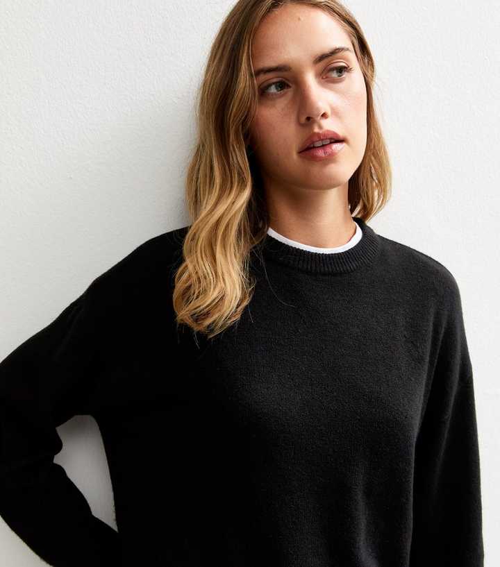 Black Knitted Side Split Jumper