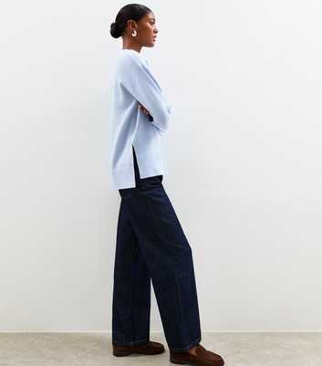 Light Blue Knitted Side Split Jumper