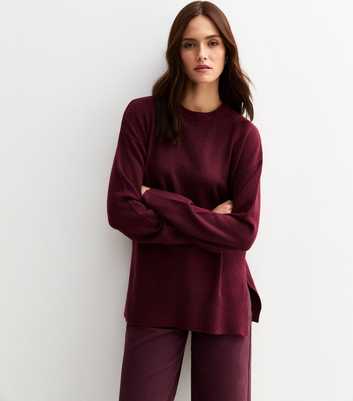 Light Burgundy Knitted Side Split Jumper