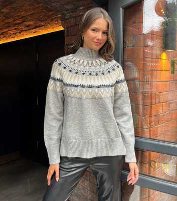 AX Paris Grey Fairisle Jumper