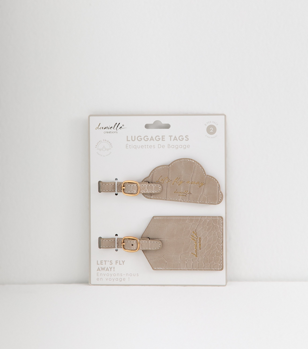 Creations Pack of 2 Brown Branded Luggage Tags Danielle New Look