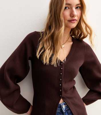 Dark Purple Compact Knit V Neck Cardigan