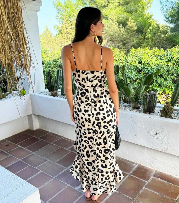 AX Paris Black Leopard Print Frill Hem Midi Dress