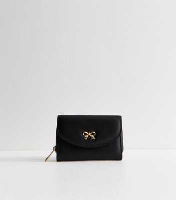 Black Faux Leather Bow Purse
