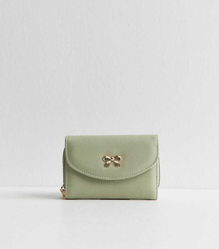 Green Faux Leather Bow Purse