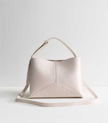 Cream Faux Leather Panelled Bucket Bag