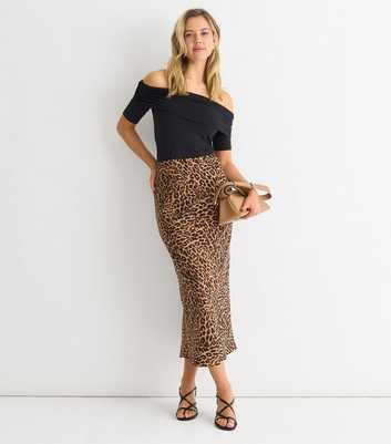 Gini London Light Brown Leopard Print Maxi Skirt