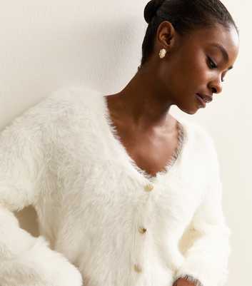 Cream Super Fluffy Button Up Cardigan