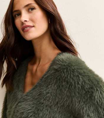 Light Khaki Super Fluffy Button Up Cardigan