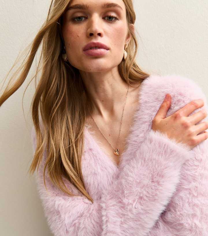 Light Pink Super Fluffy Button Up Cardigan