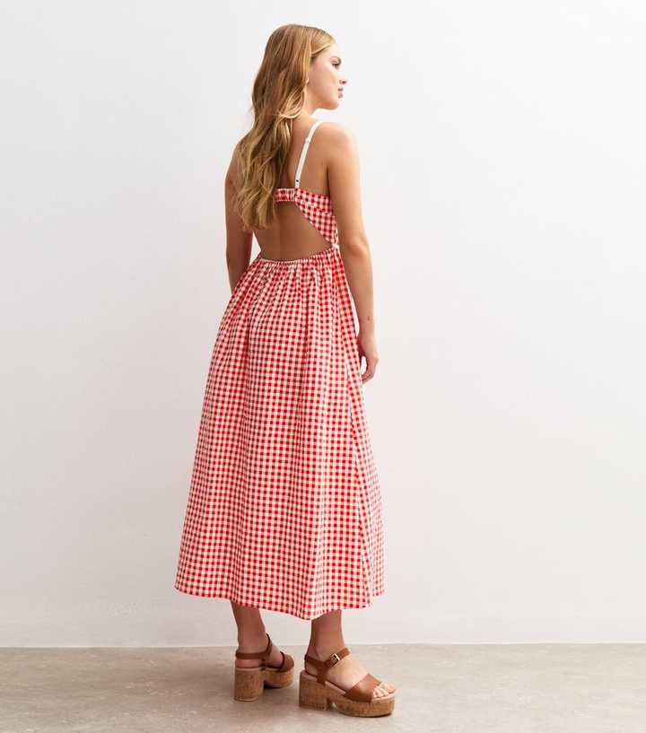 knee length dresses for ladies Alice Halter Gingham Fitted Midi Dress main image 1
