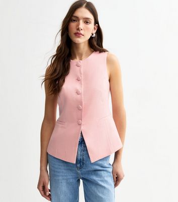 Pink Button Up Waistcoat | New Look