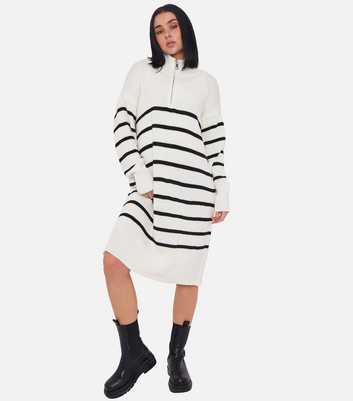 Gini London Cream Striped Knit Dress