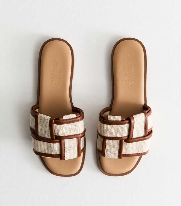 Off White Woven Mules
