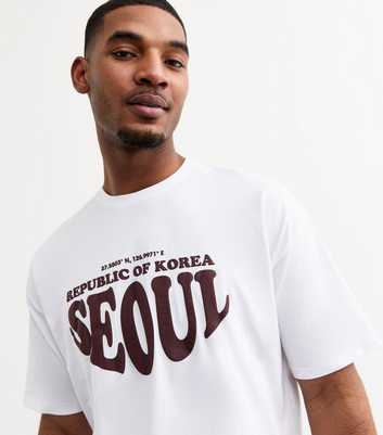 White Oversized Seoul Print T-Shirt