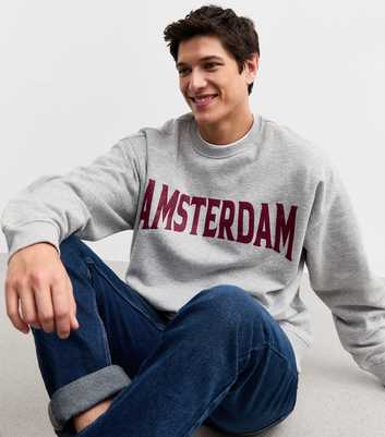 Grey Oversized Amsterdam Print Sweatshirt