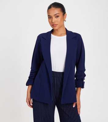 QUIZ Petite Navy Ruched Blazer