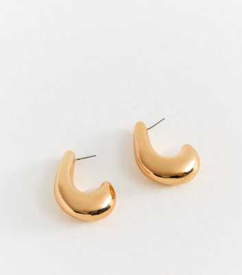 Gold Tone Oval Hoop Earrings