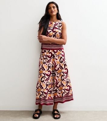 関送込 JCAESAR LEAF-PATTERNED FLORAL BLOOM CULOTTES Black Floral Print Pants - Wide-Leg Pants - Side Slit Pants