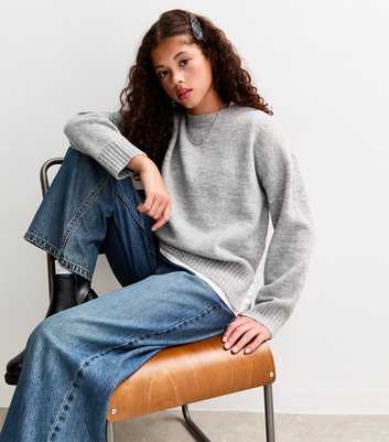 Girls Grey Crew Neck Jumper