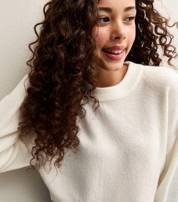 Girls Cream Crew Neck Jumper
