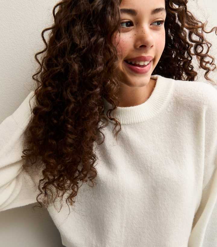 Girls Cream Crew Neck Jumper
