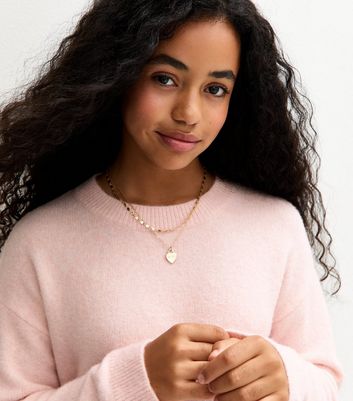 Girls Light Pink Brushed Longline Jumper
