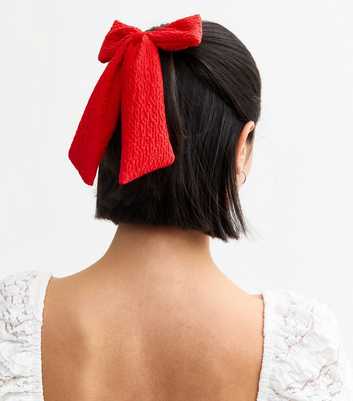 Red Textured Bow Hair Slide