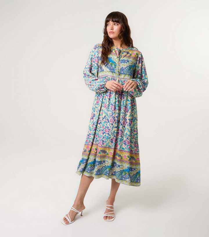 Blue Vanilla Multicoloured Floral Print Midi Dress - Main Image