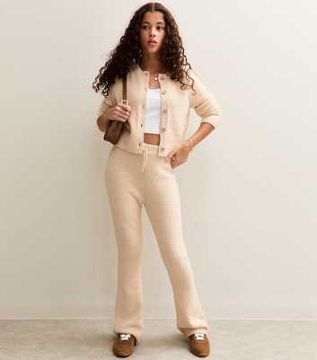 Girls Cream Elasticated Waist Flared Trousers