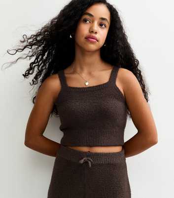 Girls Dark Brown Teddy Cami Top