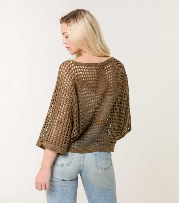 Blue Vanilla Khaki Open Knit Jumper