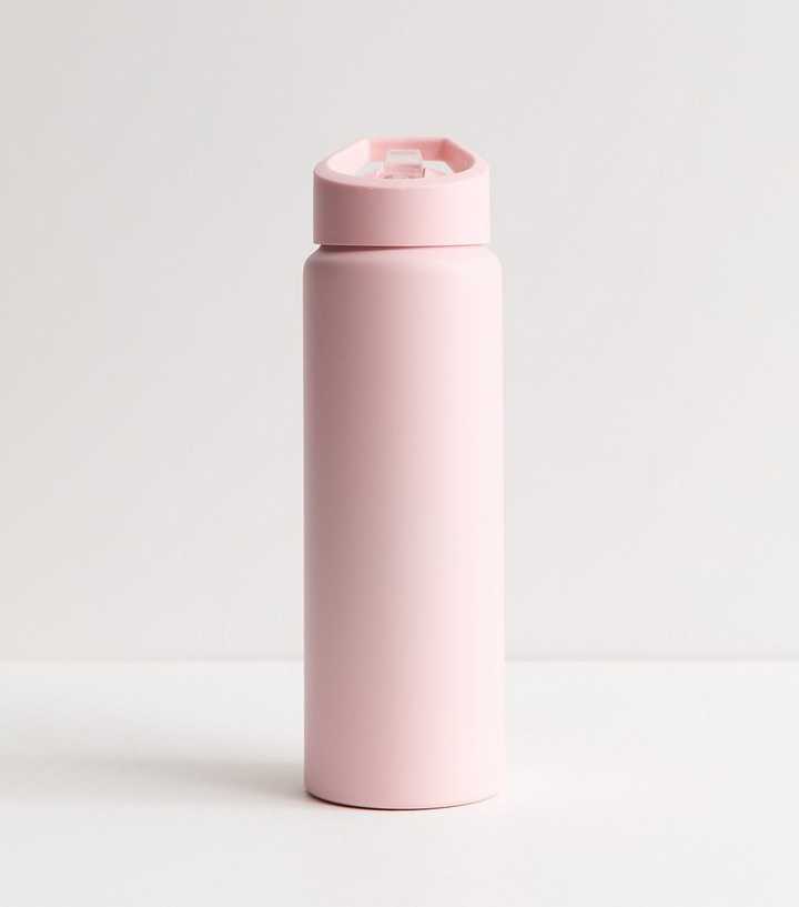 Pink Pop Lid Straw Metal Water Bottle