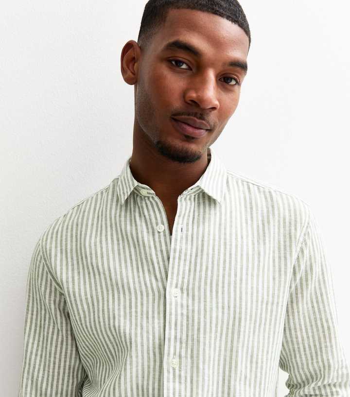 Only & Sons Khaki Striped Long Sleeve Shirt