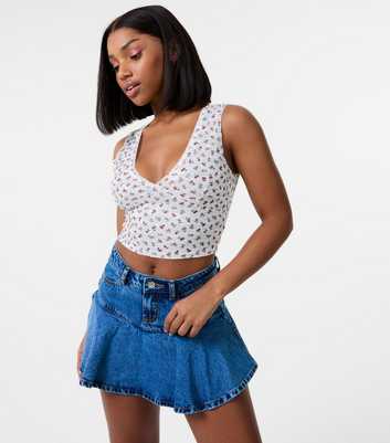 Pink Vanilla Off White Cherry Lace Crop Top