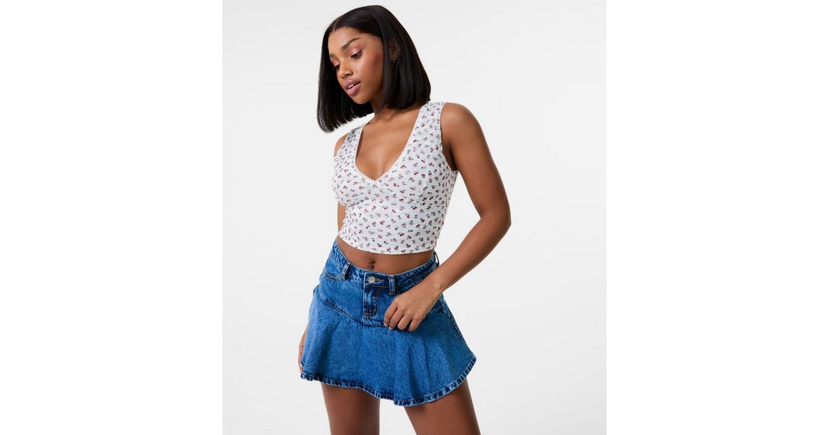 Pink Vanilla Off White Cherry Lace Crop Top | New Look