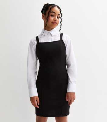 Girls Black Jersey Split Hem School Dress