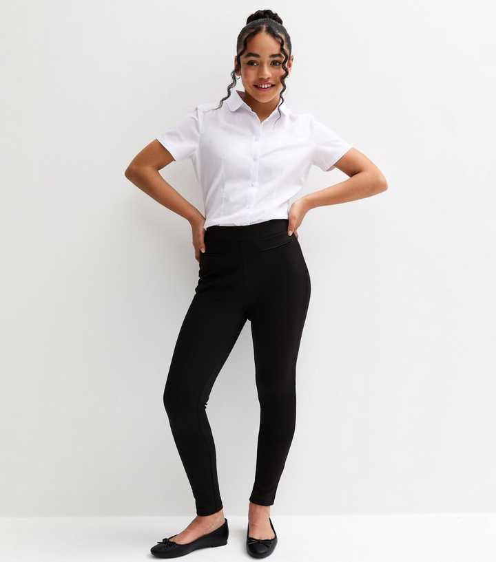 Girls Black Pull On School Trousers