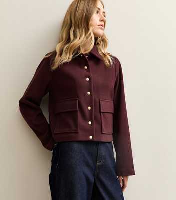 Dark Burgundy Multi Button Shacket Jacket