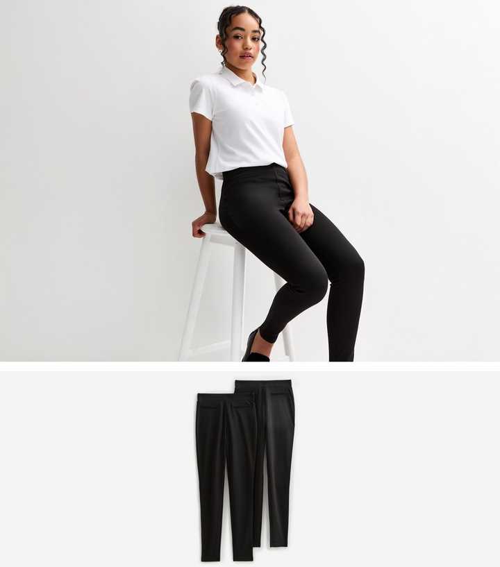 Girls Black Pull On School Trousers