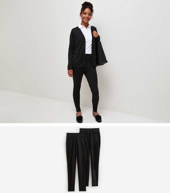 Girls Black Pull On School Trousers