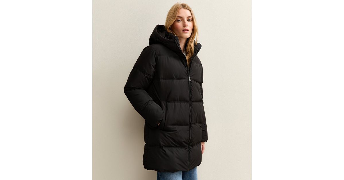 Black Midi Length Puffer Jacket New Look